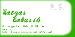 matyas babusik business card
